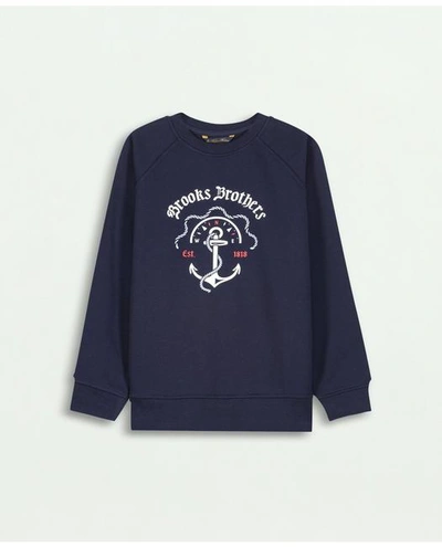 Brooks Brothers Kids'  Boys Anchor Motif Sweatshirt | Navy | Size 4
