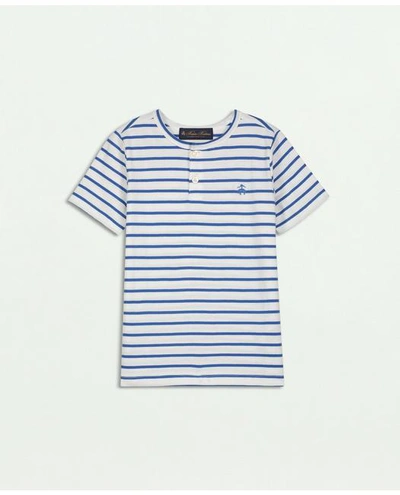 Brooks Brothers Kids'  Boys Striped Henley T-shirt | White | Size 14