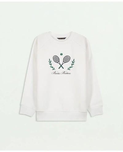 Brooks Brothers Kids'  Boys Tennis Motif Sweatshirt | White | Size 6