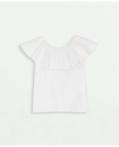 Brooks Brothers Kids'  Girls Sleeveless Ruffle-neck Top | White | Size 4