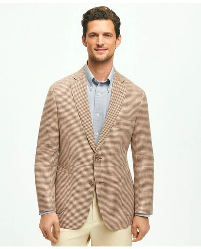 Brooks Brothers Classic Fit 1818 Houndstooth Sport Coat In Linen-wool Blend In Multicolor