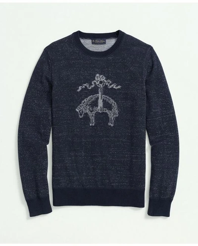 Brooks Brothers Supima Cotton Braided Link Logo Sweater | Blue | Size Xl