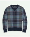BROOKS BROTHERS MADRAS GARMENT-WASHED COTTON SWEATER | NAVY | SIZE XL
