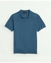 Brooks Brothers Lightweight Luxe All-season Sweater, Johnny Collar In Blue