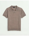 Brooks Brothers Lightweight Luxe All-season Sweater, Johnny Collar In Beige