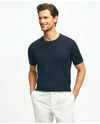 Brooks Brothers Lightweight Luxe All-season Sweater, Short Sleeve Crewneck In Navy