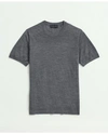 Brooks Brothers Lightweight Luxe All-season Sweater, Short Sleeve Crewneck In Dark Grey