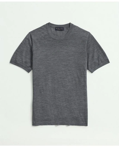 Brooks Brothers Lightweight Luxe All-season Sweater, Short Sleeve Crewneck In Dark Grey