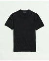 Brooks Brothers Lightweight Luxe All-season Sweater, Short Sleeve Crewneck In Black