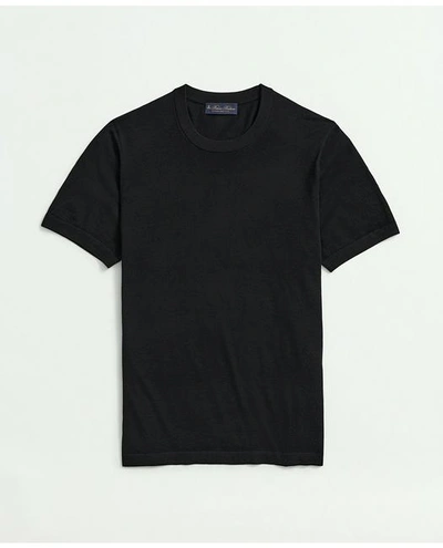 Brooks Brothers Ultra-fine Merino Short Sleeve Crewneck Sweater | Black | Size Large
