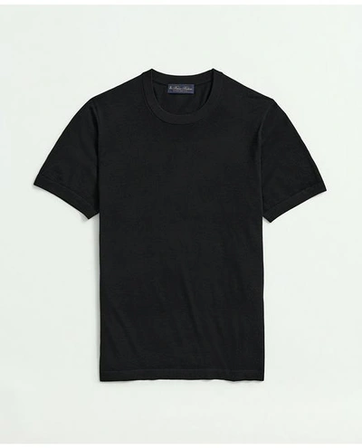 Brooks Brothers Lightweight Luxe All-season Sweater, Short Sleeve Crewneck In Black
