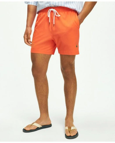 Brooks Brothers 5" Stretch Swim Trunks | Light Orange | Size Xs