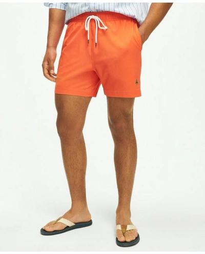 Brooks Brothers 5" Stretch Swim Trunks In Light Orange