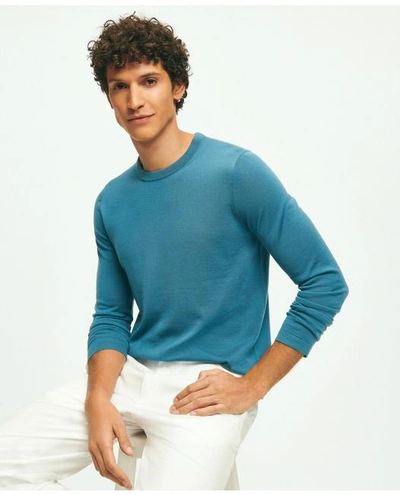 Brooks Brothers Lightweight Luxe All-season Sweater, Crewneck | Blue | Size Small