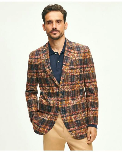 Brooks Brothers The No. 1 Sack Sport Coat In Cotton Madras, Traditional Fit | Brown | Size 48 Regular