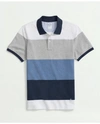 BROOKS BROTHERS GOLDEN FLEECE MULTI STRIPED POLO IN SUPIMA COTTON | BLUE | SIZE LARGE
