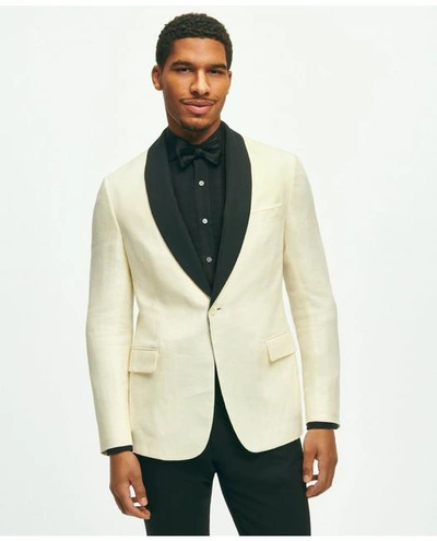 Brooks Brothers Classic Fit 1818 Herringbone Dinner Jacket In Linen-wool Blend In White