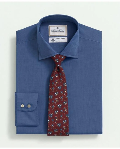 Brooks Brothers X Thomas Mason Cotton Poplin English Collar Dress Shirt | Dark Blue | Size 16 32