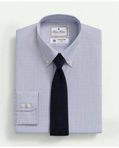 Brooks Brothers X Thomas Mason Cotton Poplin Button-down Collar, Micro Checked Dress Shirt In White