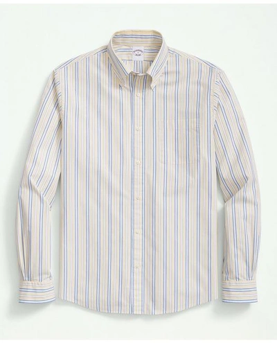 Brooks Brothers Friday Shirt, Poplin Multi Striped | Yellow | Size Xs