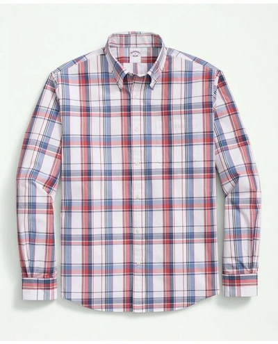 Brooks Brothers Friday Shirt, Poplin Multi Plaid | White | Size Small