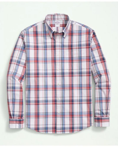 Brooks Brothers Friday Shirt, Poplin Multi Plaid In White
