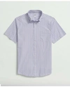 Brooks Brothers Friday Shirt, Short-sleeve Poplin Butcher Striped In Lavender