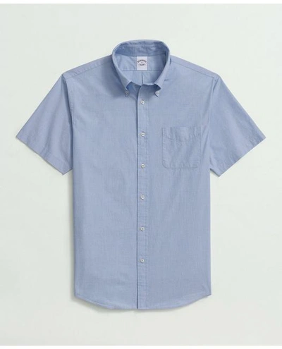 Brooks Brothers Friday Shirt, Short-sleeve Poplin End On End | Light Blue | Size Small