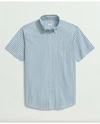 Brooks Brothers Friday Shirt, Short-sleeve Poplin Butcher Striped In Marine Blue