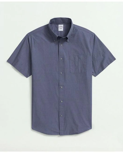 Brooks Brothers Friday Shirt, Short-sleeve Poplin End On End In Navy