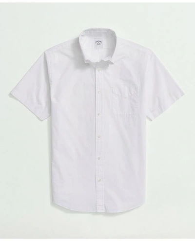 Brooks Brothers Friday Shirt, Short-sleeve Poplin End On End | White | Size Medium