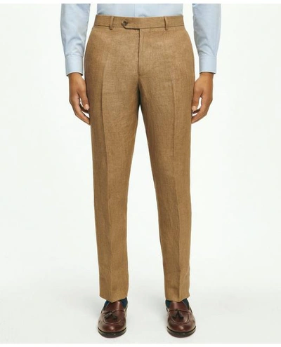 Brooks Brothers Classic Fit Linen Trousers | Dark Beige | Size 36 32