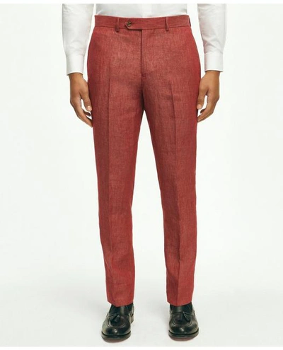 Brooks Brothers Classic Fit Linen Trousers | Dark Pink | Size 38 30
