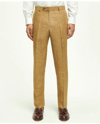 Brooks Brothers Slim Fit Linen Trousers | Dark Beige | Size 35 32