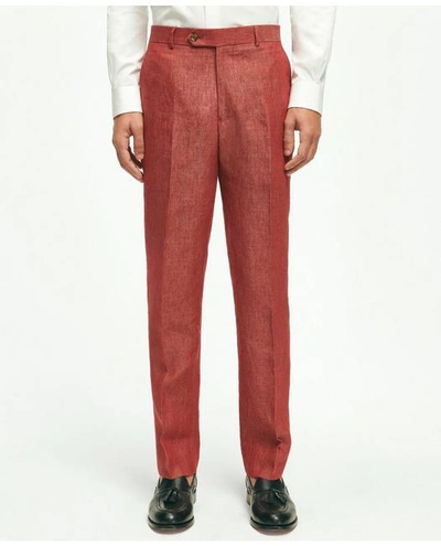 Brooks Brothers Slim Fit Linen Trousers | Dark Pink | Size 40 30