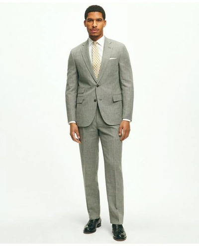Brooks Brothers Classic Fit 1818 Houndstooth Suit In Linen-wool Blend | Grey | Size 42 Regular
