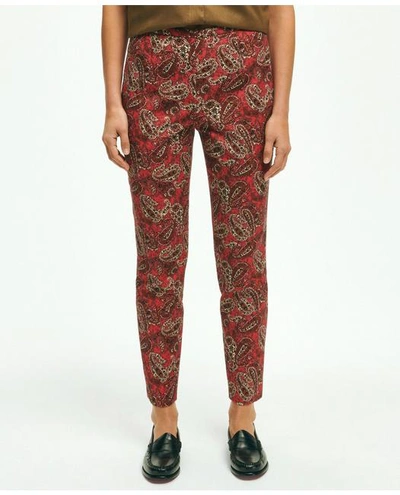 Brooks Brothers Paisley Slim Side-zip Pants | Red | Size 12