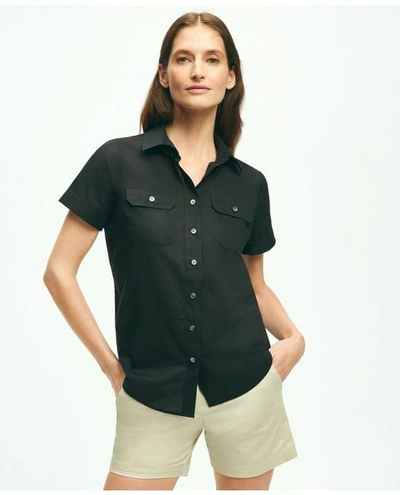 Brooks Brothers Classic Utility Shirt In Cotton | Black | Size 10