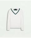 BROOKS BROTHERS BROOKS BROTHERS GIRLS LONG-SLEEVE TENNIS SWEATER | WHITE | SIZE 10