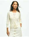 Brooks Brothers Cable Knit Cardigan In Linen Sweater | White | Size Large