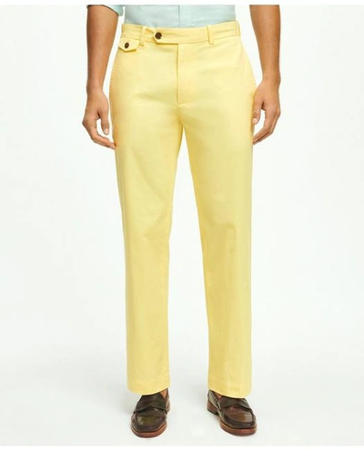 BROOKS BROTHERS REGULAR FIT COTTON CANVAS POPLIN CHINOS IN SUPIMA COTTON PANTS | YELLOW | SIZE 38 30