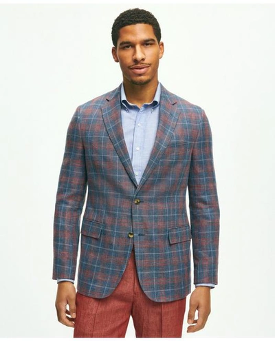 Brooks Brothers Classic Fit 1818 Plaid Hopsack Sport Coat In Linen-wool Blend In Multicolor