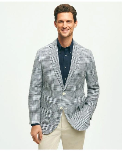 Brooks Brothers Classic Fit 1818 Check Sport Coat In Linen-cotton Blend | Blue | Size 48 Regular
