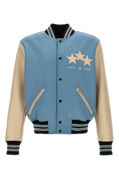 Amiri Stars Varsity Bomber Jacket In Azul Claro