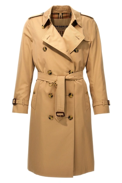 Burberry Kensington Coats, Trench Coats Beige In Cream