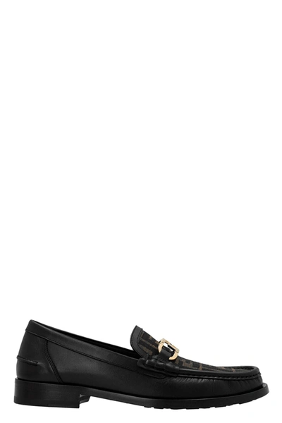 Fendi Logo Moccasts Shoes In Black