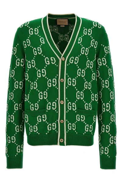 Gucci Men 'gg' Cardigan In Green