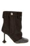 Loewe Brown Shitake Lamb Leather Toy Strassed Ankle Boot In Brown