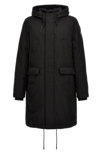 Moose Knuckles Hooded Parka Coat In Black