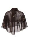 Prada Floral-print Georgette Cape In Brown